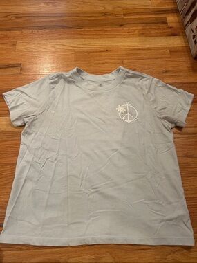 O'Neill Light Blue Tee with White Anchor Peace & Palm Graphic
